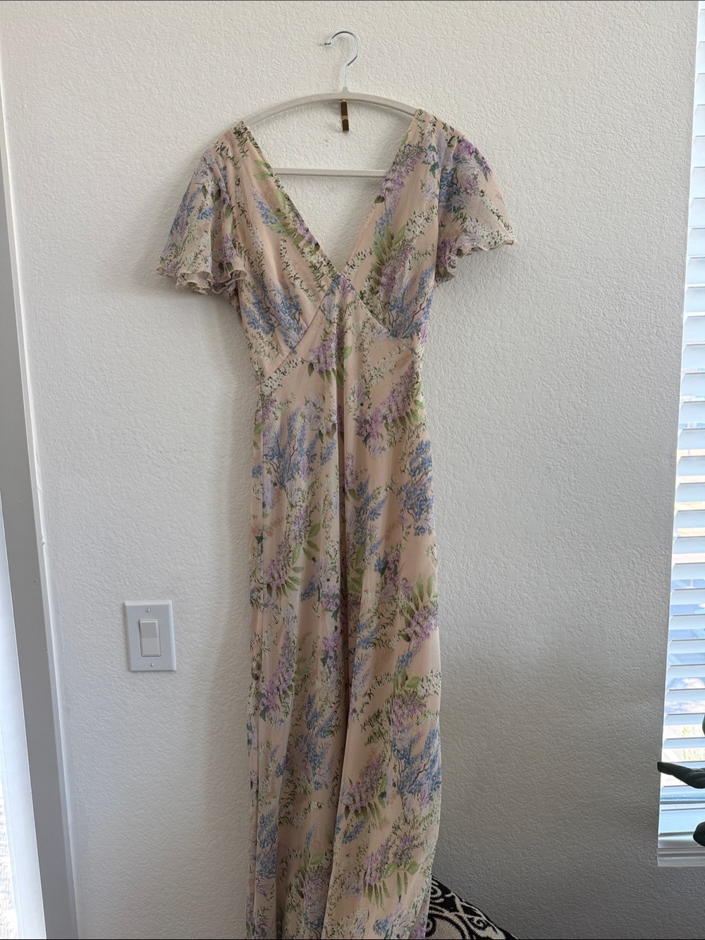VICI Floral V-Neck Maxi Dress in Blush